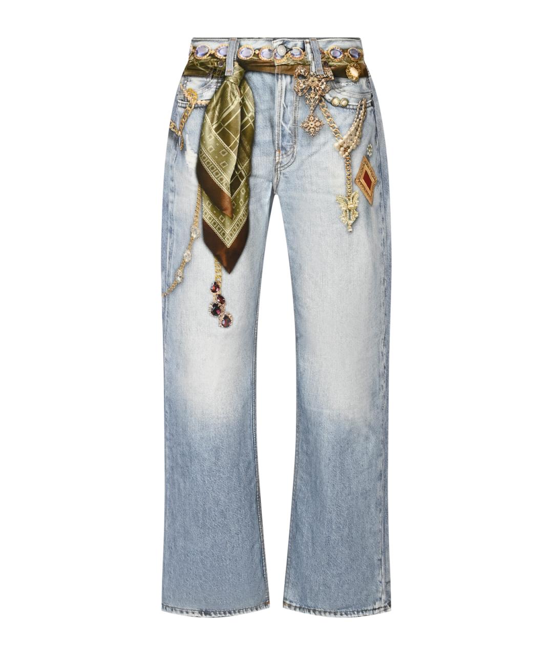ACNE STUDIOS Голубые хлопковые прямые джинсы, фото 1