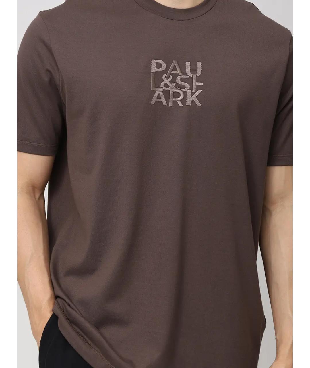 PAUL & SHARK Коричневая хлопковая футболка, фото 5