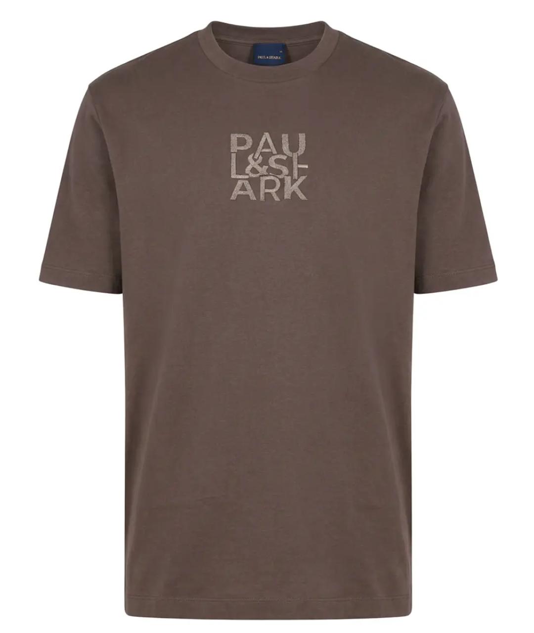 PAUL & SHARK Коричневая хлопковая футболка, фото 1