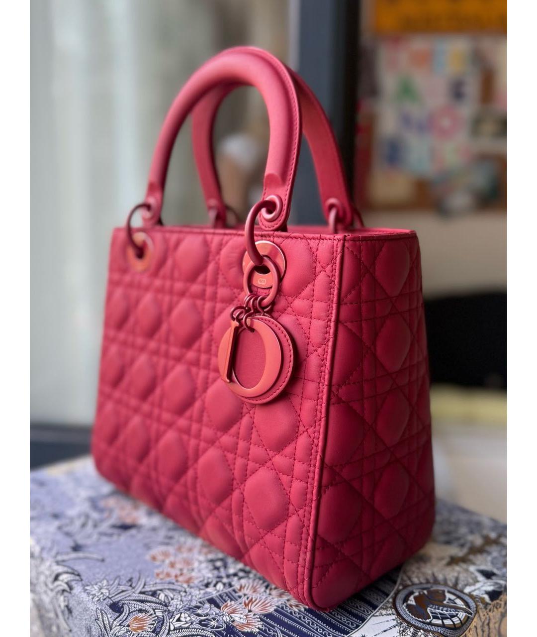 CHRISTIAN DIOR Красная кожаная сумка с короткими ручками, фото 2