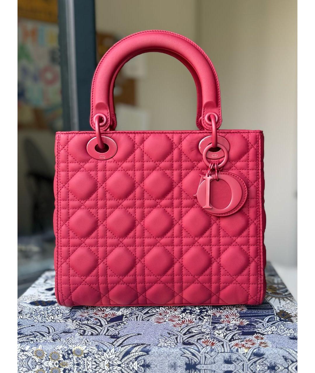 CHRISTIAN DIOR Красная кожаная сумка с короткими ручками, фото 8