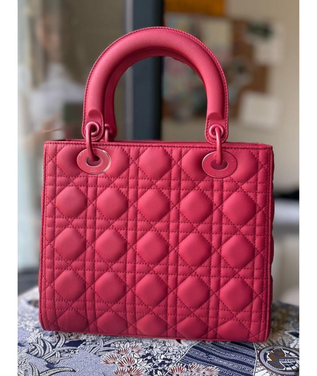 CHRISTIAN DIOR Красная кожаная сумка с короткими ручками, фото 3