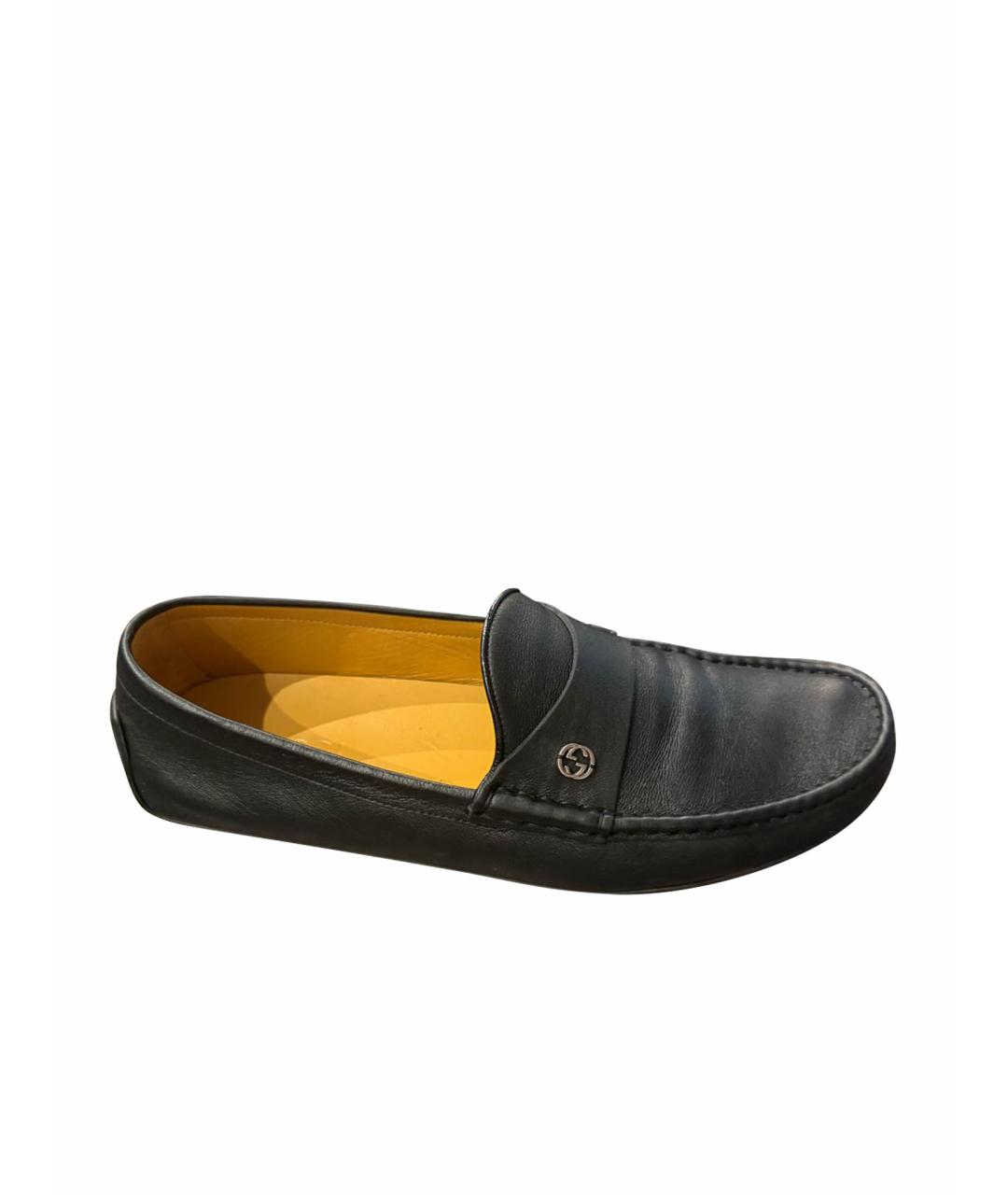 GUCCI Черные кожаные туфли, фото 1