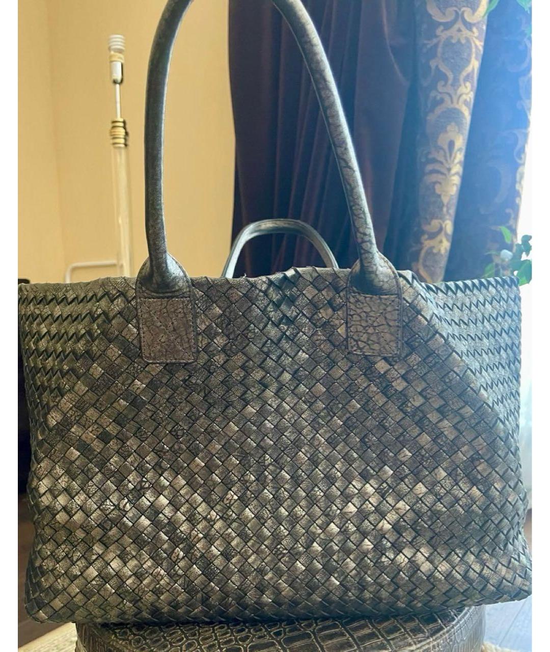 BOTTEGA VENETA Серая кожаная сумка тоут, фото 5