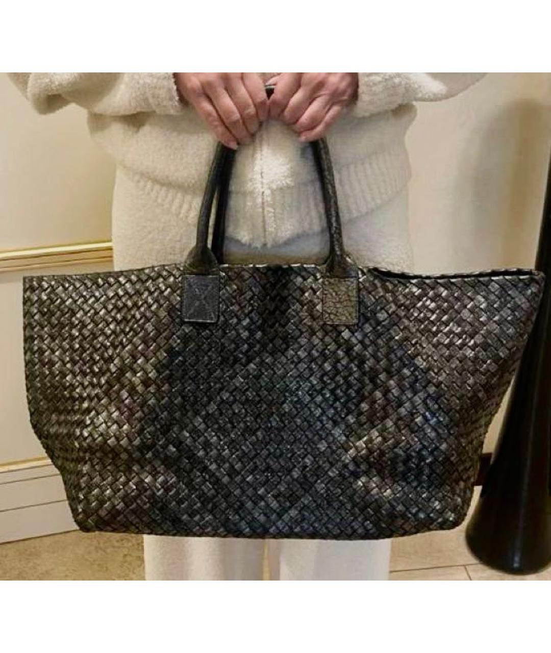 BOTTEGA VENETA Серая кожаная сумка тоут, фото 6