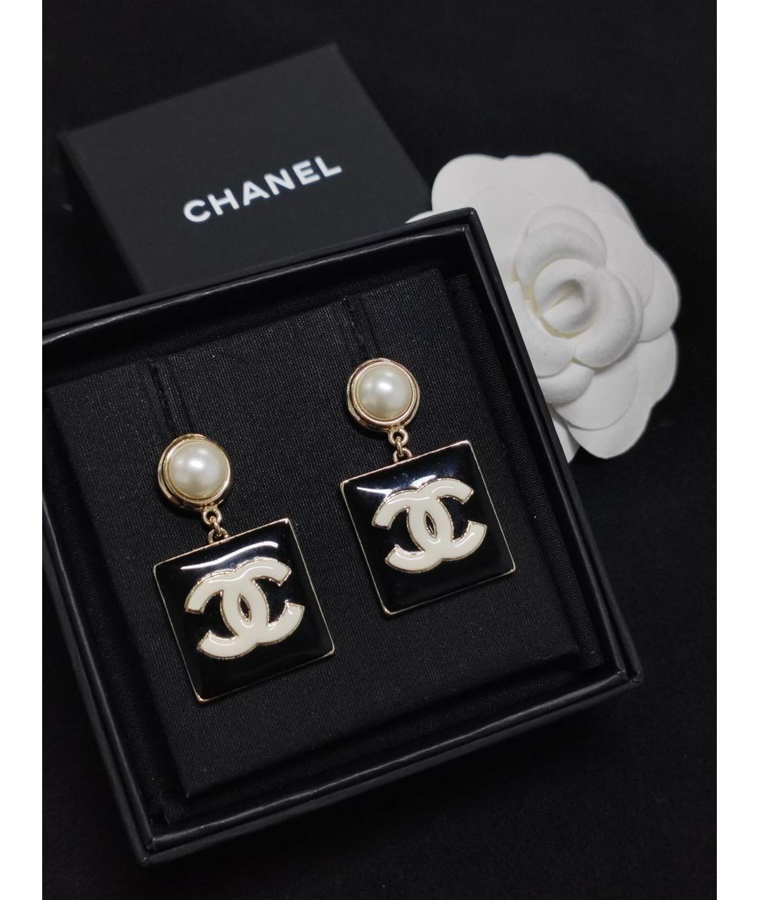 CHANEL Черные серьги, фото 7