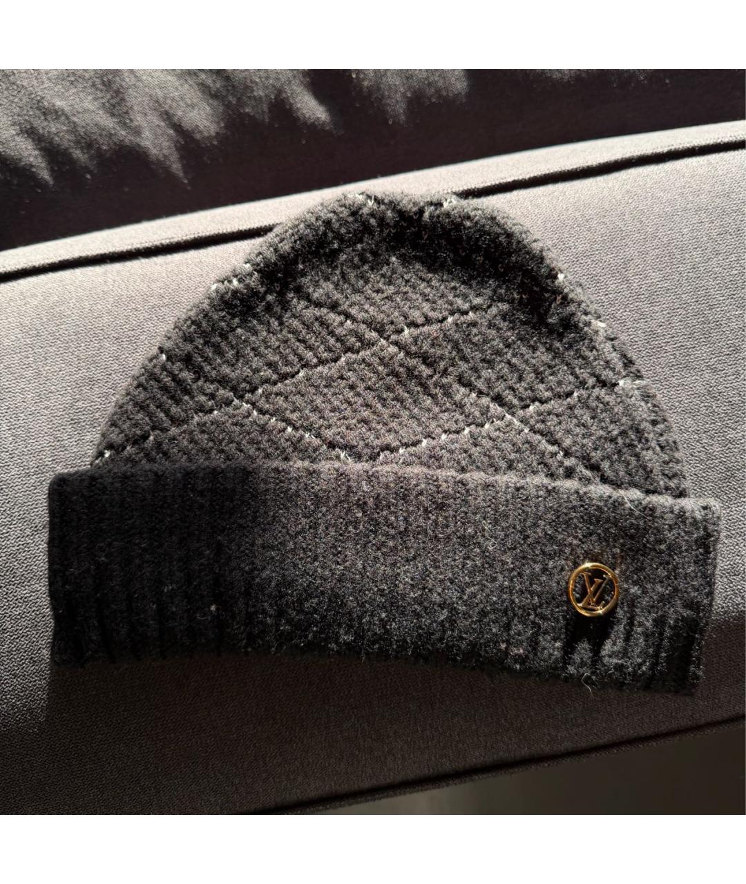 LOUIS VUITTON Черная шерстяная шапка, фото 5