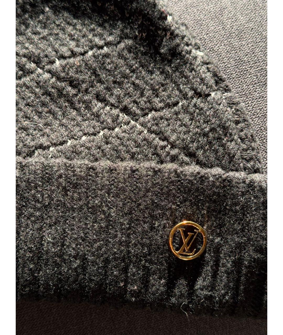 LOUIS VUITTON Черная шерстяная шапка, фото 2