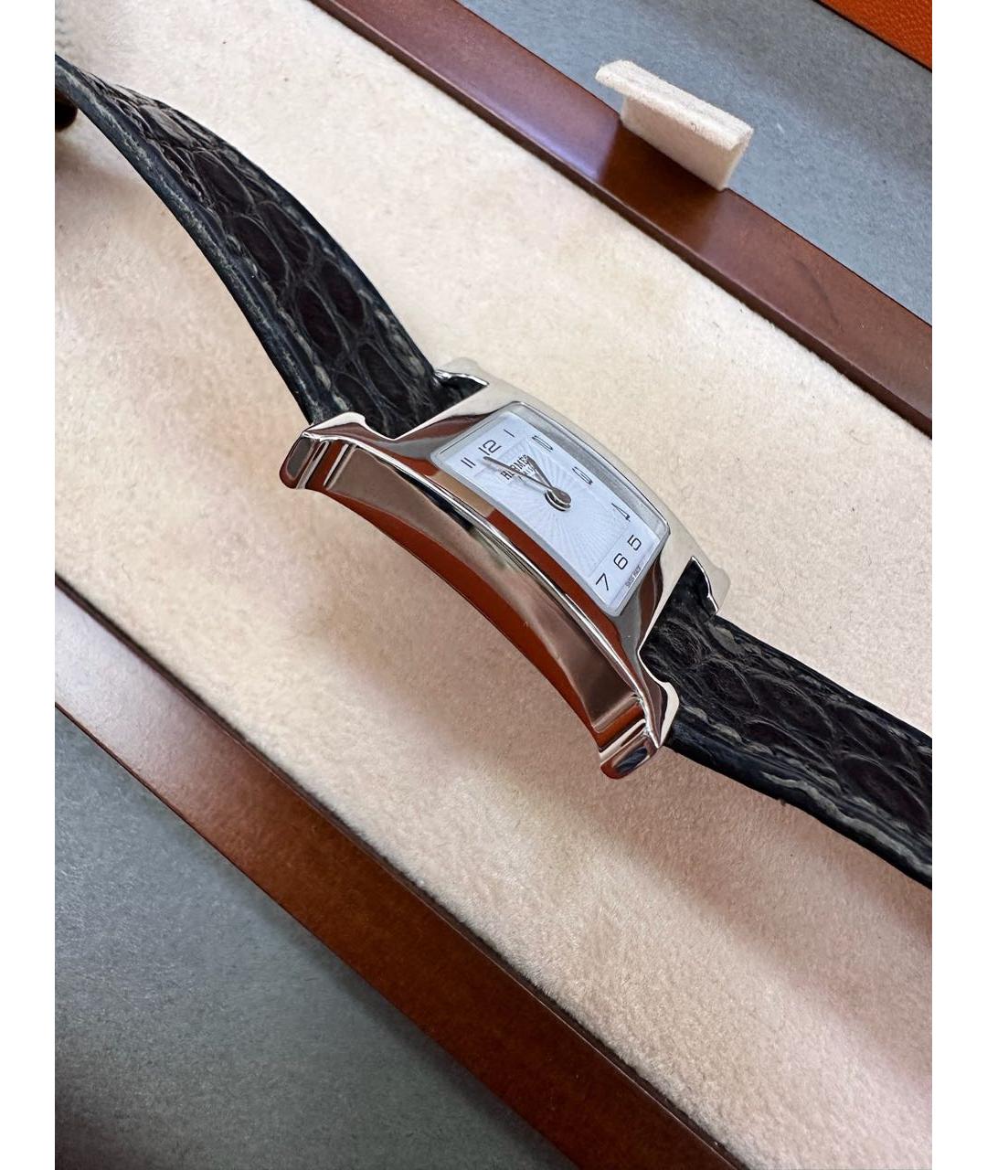 HERMES Серебряные часы из кожи крокодила, фото 7