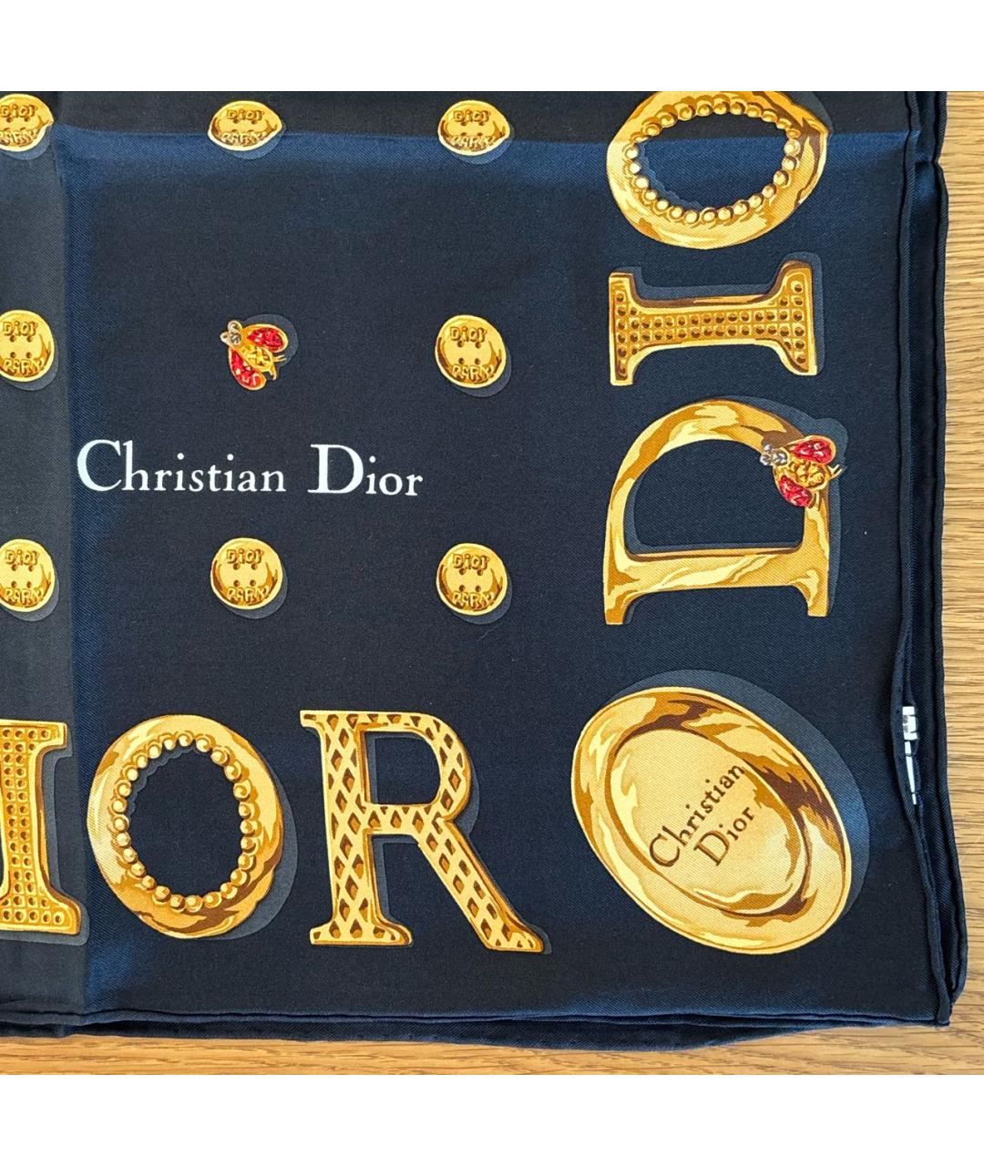 CHRISTIAN DIOR Черный шелковый платок, фото 5