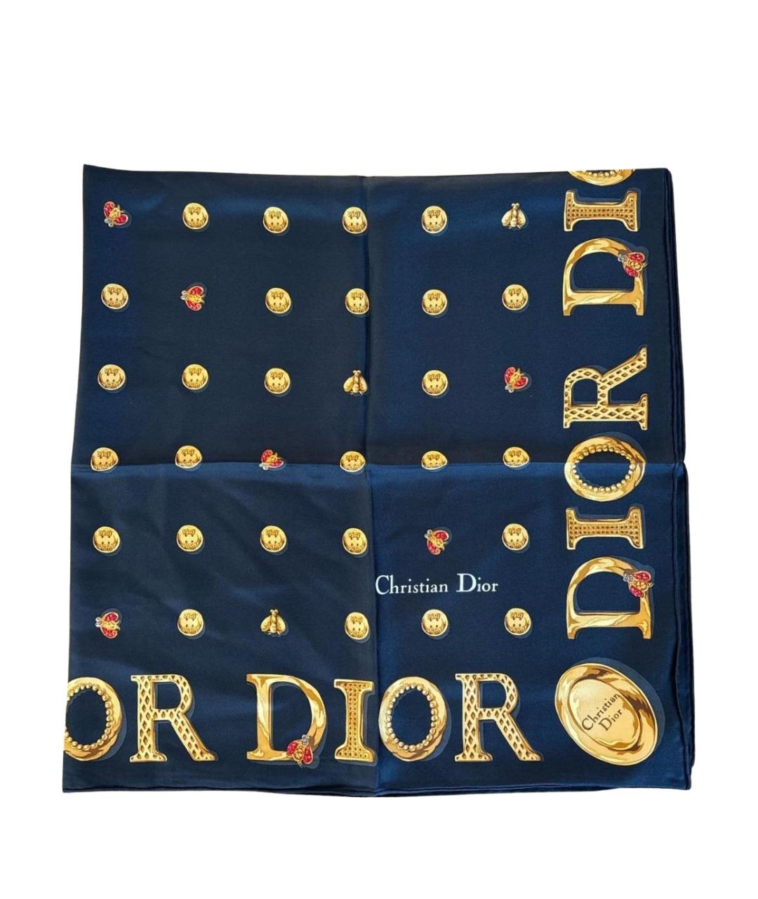 CHRISTIAN DIOR Черный шелковый платок, фото 1