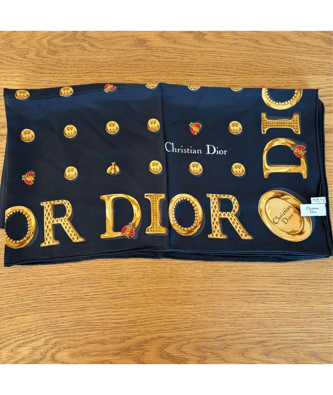 CHRISTIAN DIOR Черный шелковый платок, фото 4