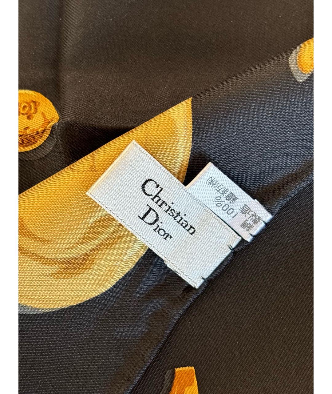 CHRISTIAN DIOR Черный шелковый платок, фото 3