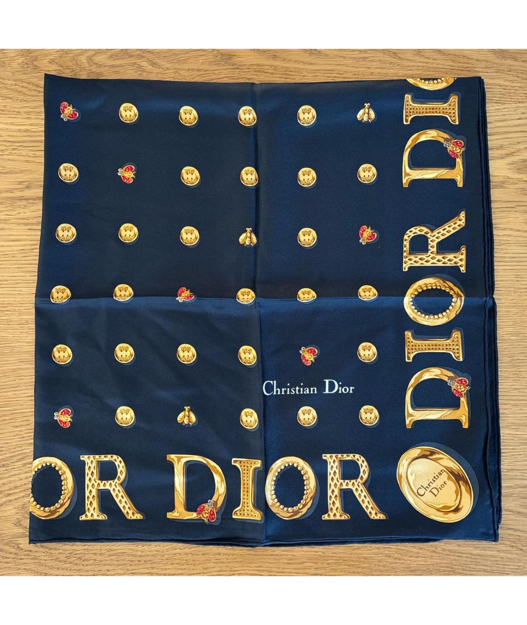 CHRISTIAN DIOR Черный шелковый платок, фото 6