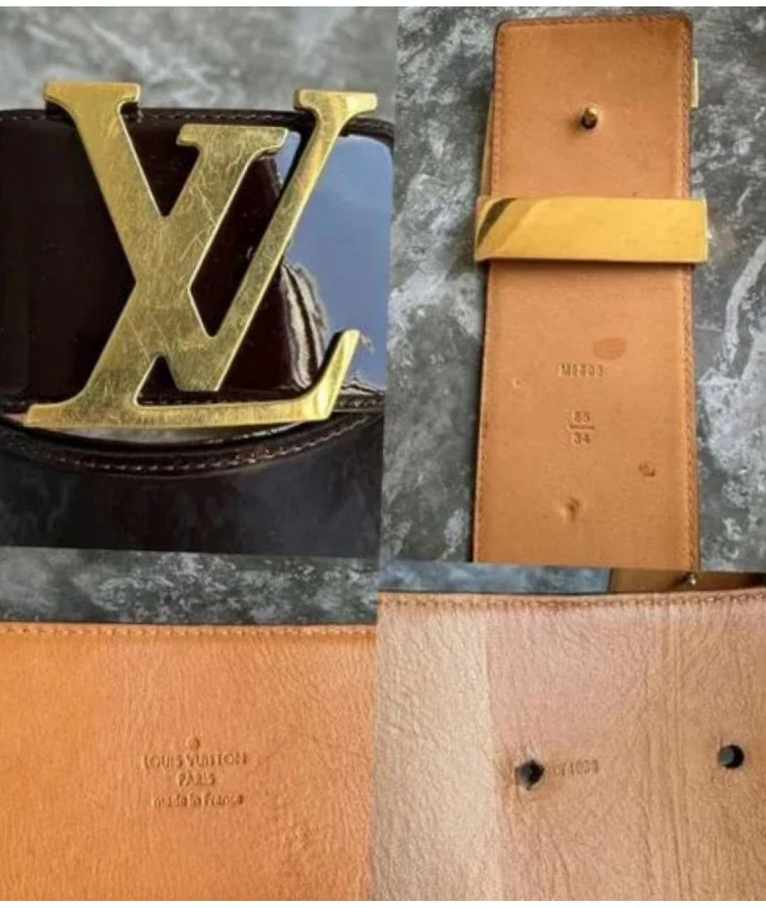 LOUIS VUITTON Бордовый ремень из лакированной кожи, фото 4