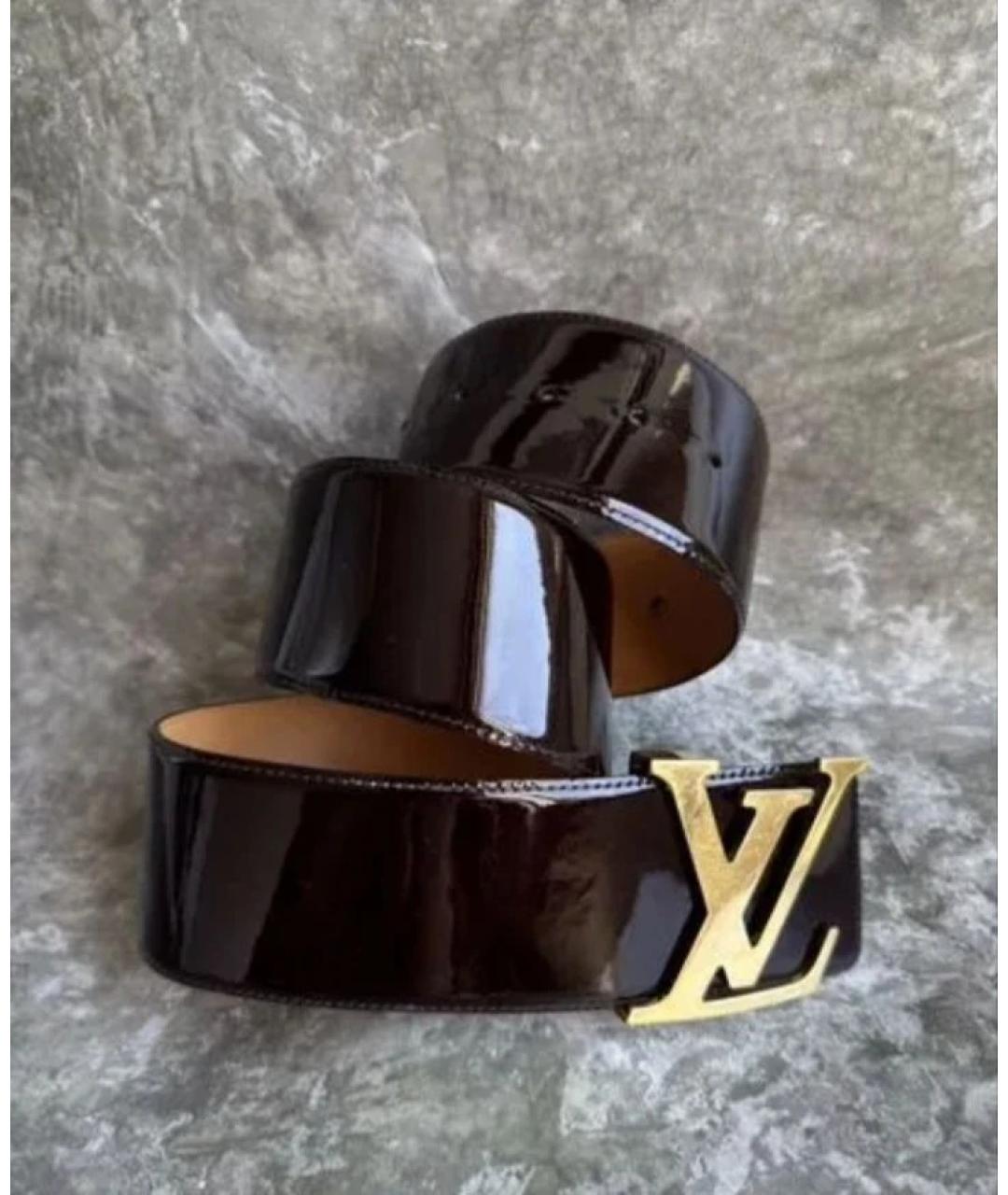 LOUIS VUITTON Бордовый ремень из лакированной кожи, фото 2