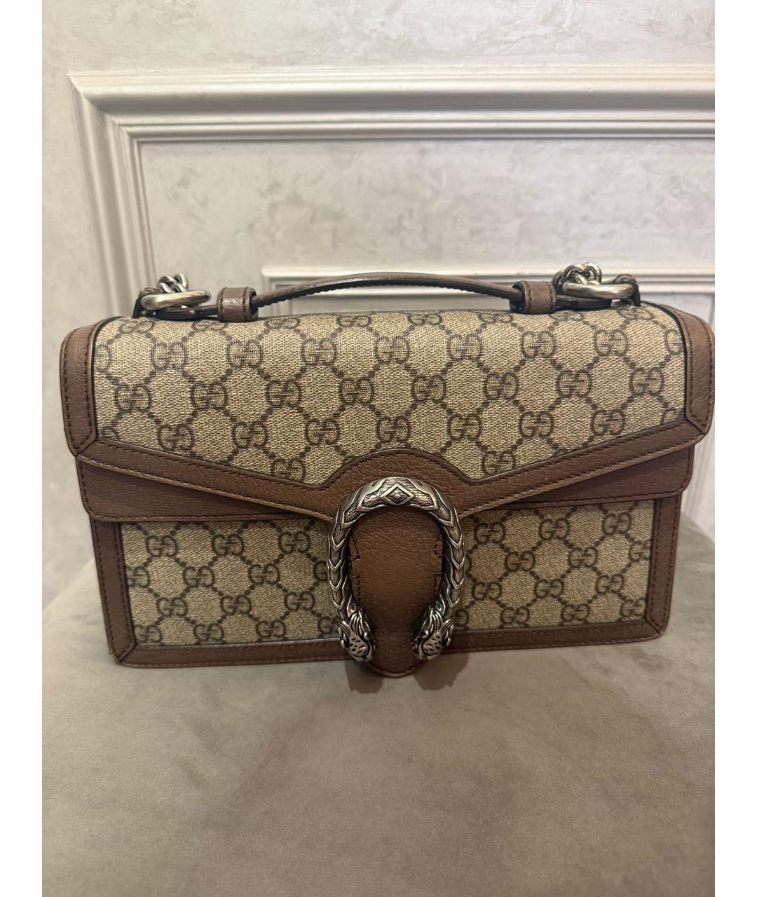 GUCCI Коричневая сумка через плечо из канвы, фото 2