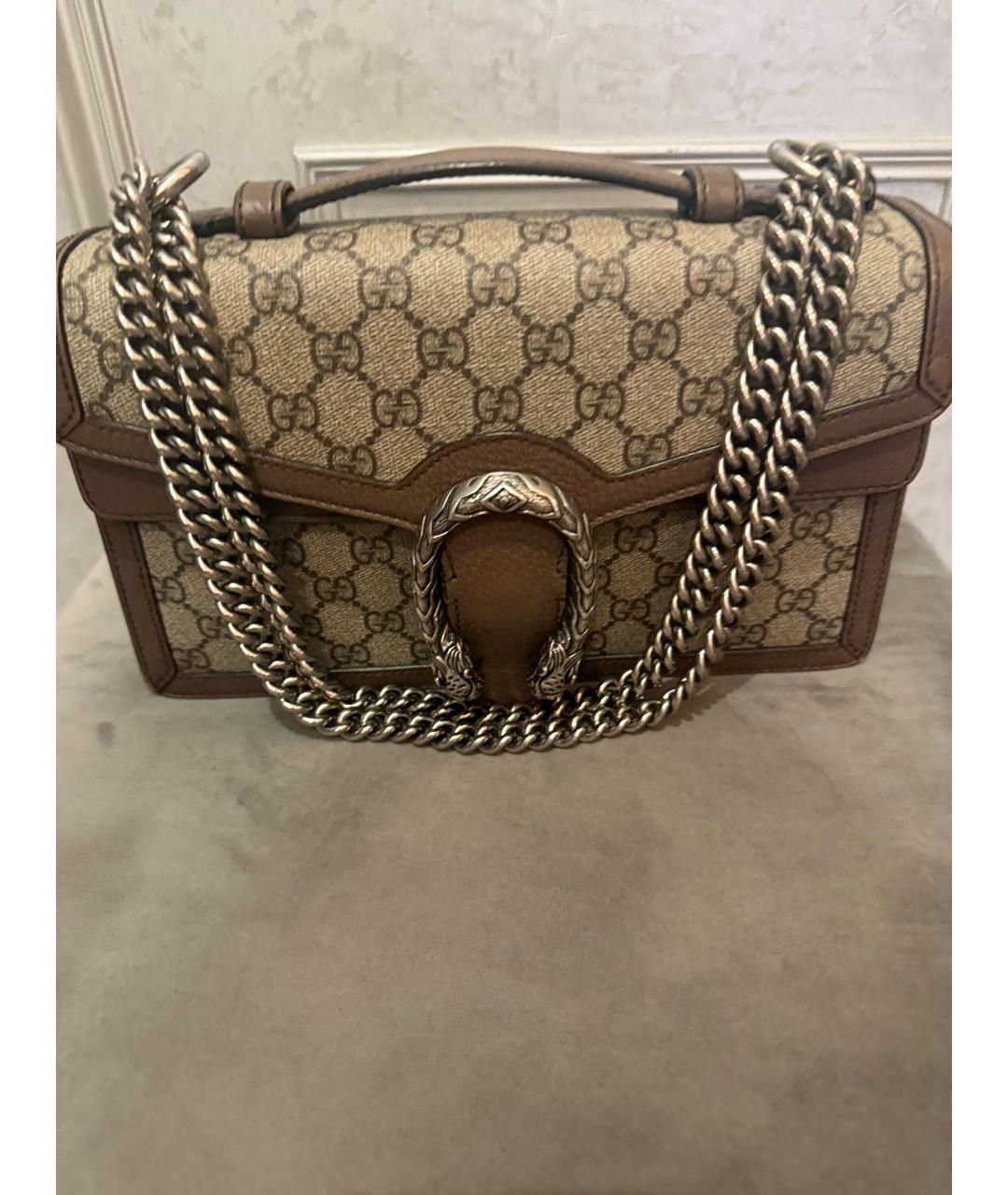GUCCI Коричневая сумка через плечо из канвы, фото 7
