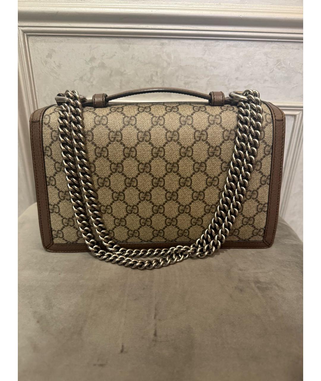 GUCCI Коричневая сумка через плечо из канвы, фото 3