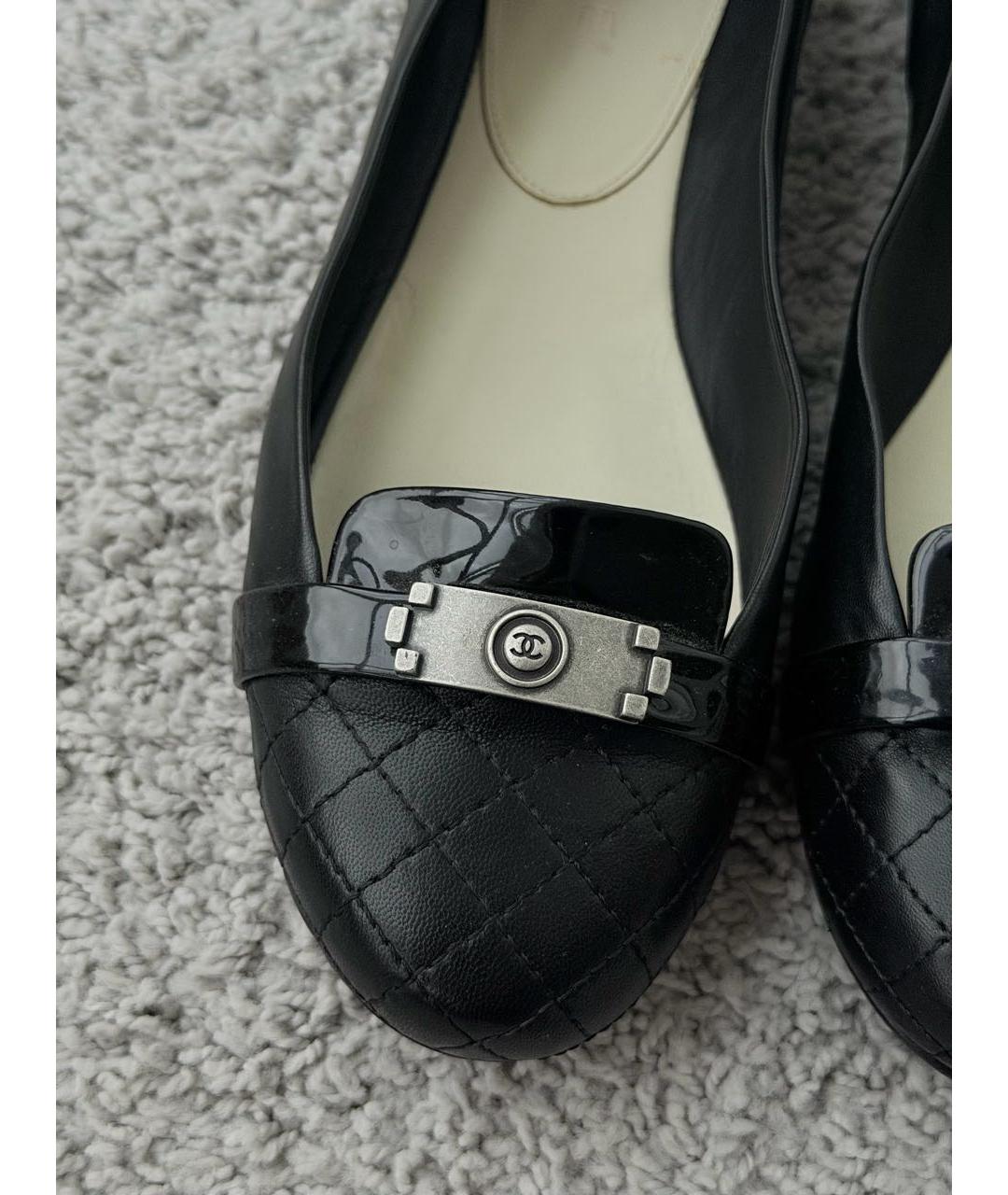 CHANEL Черные кожаные балетки, фото 9