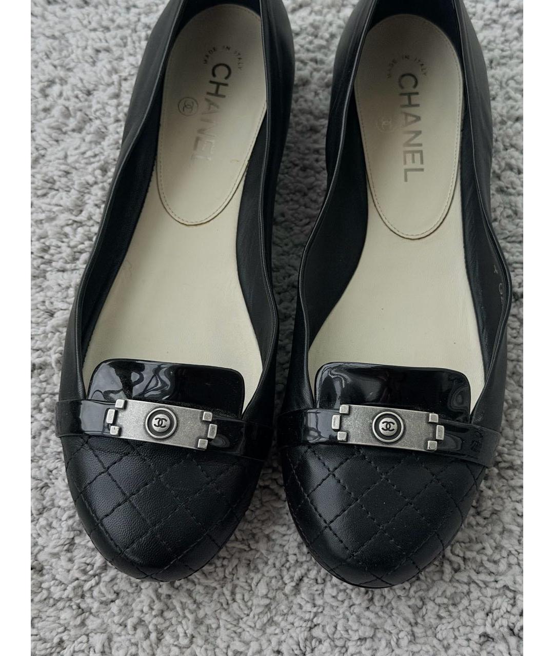 CHANEL Черные кожаные балетки, фото 4