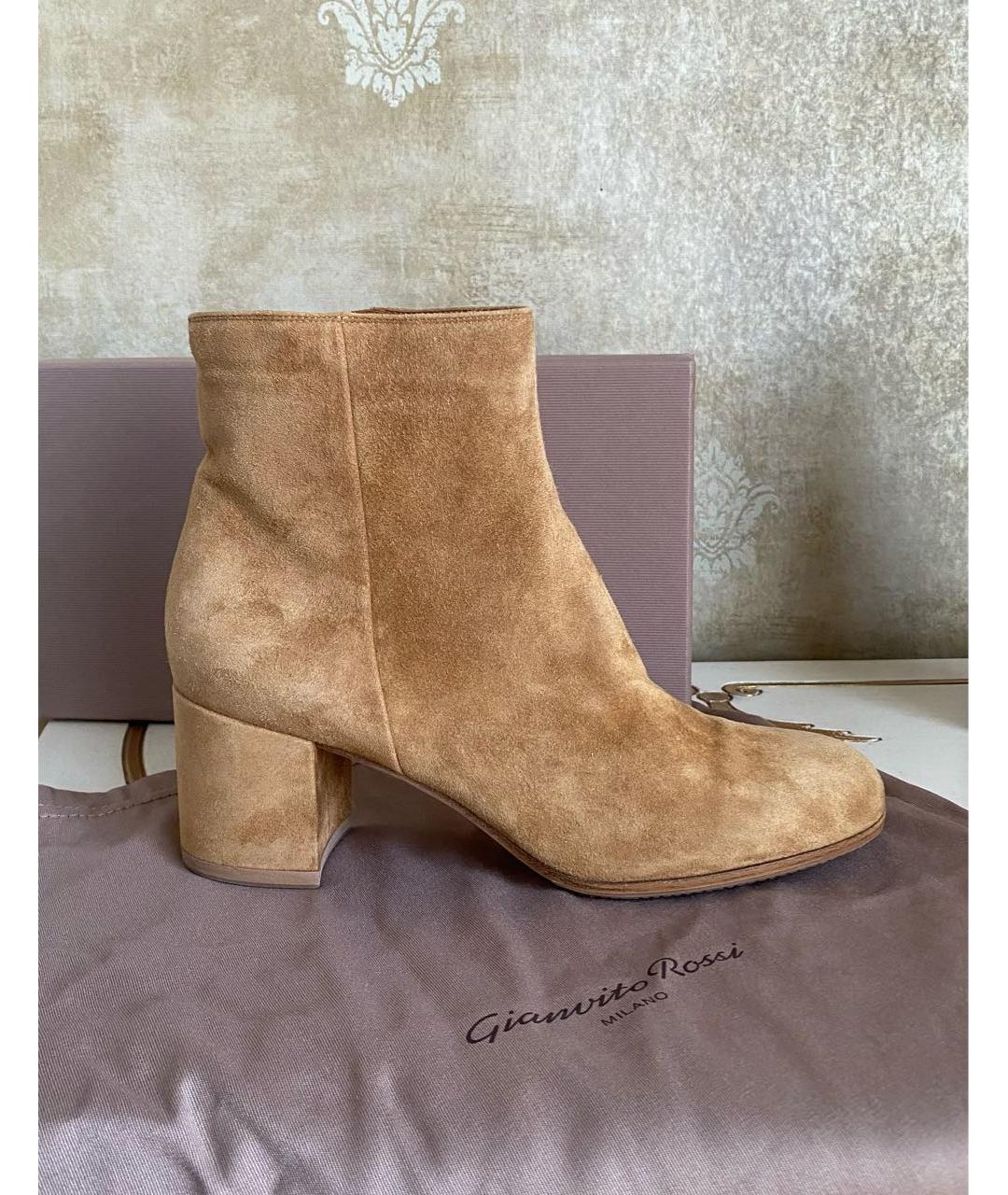 GIANVITO ROSSI Коричневые замшевые ботильоны, фото 9