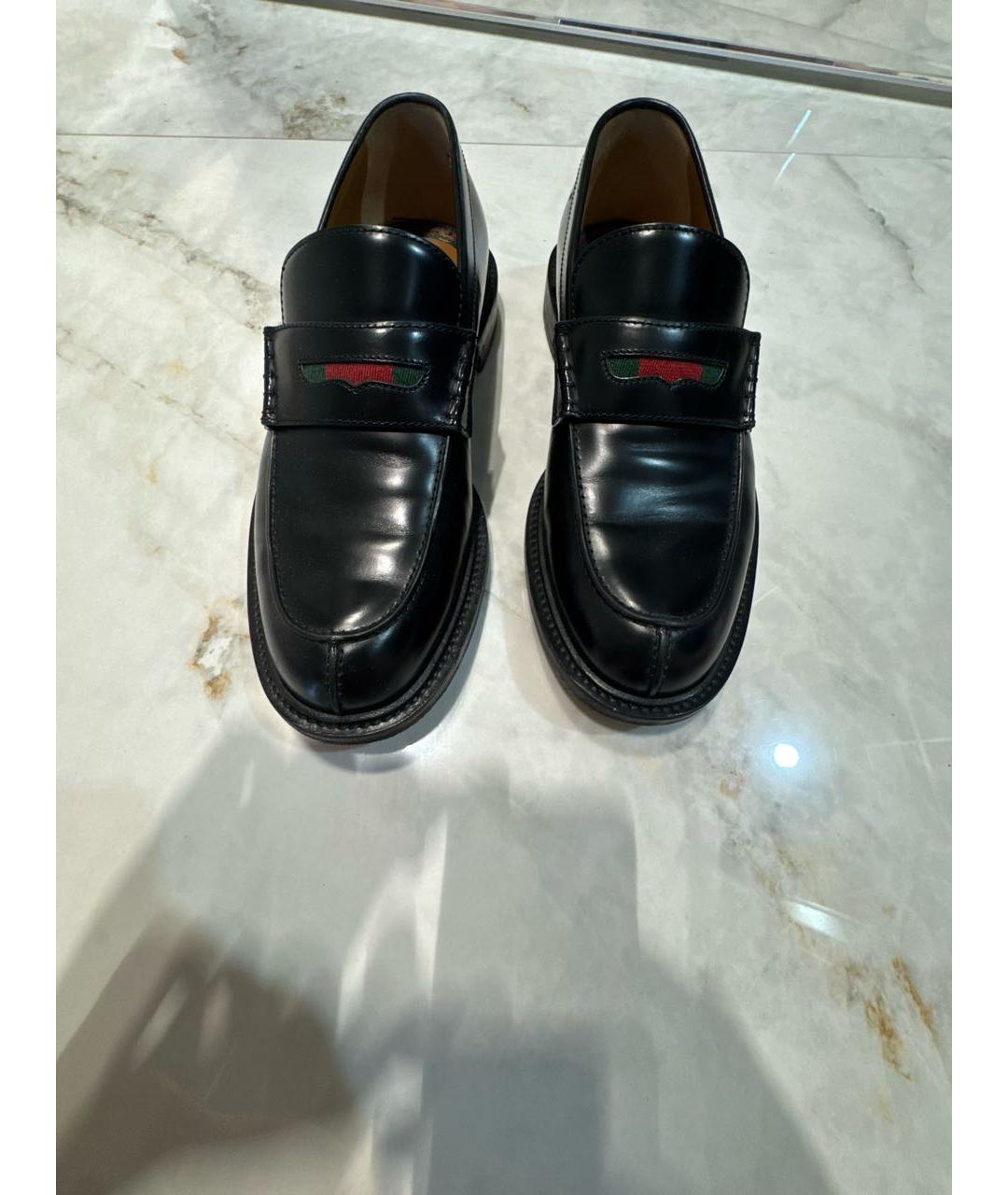 GUCCI Черные кожаные туфли, фото 2