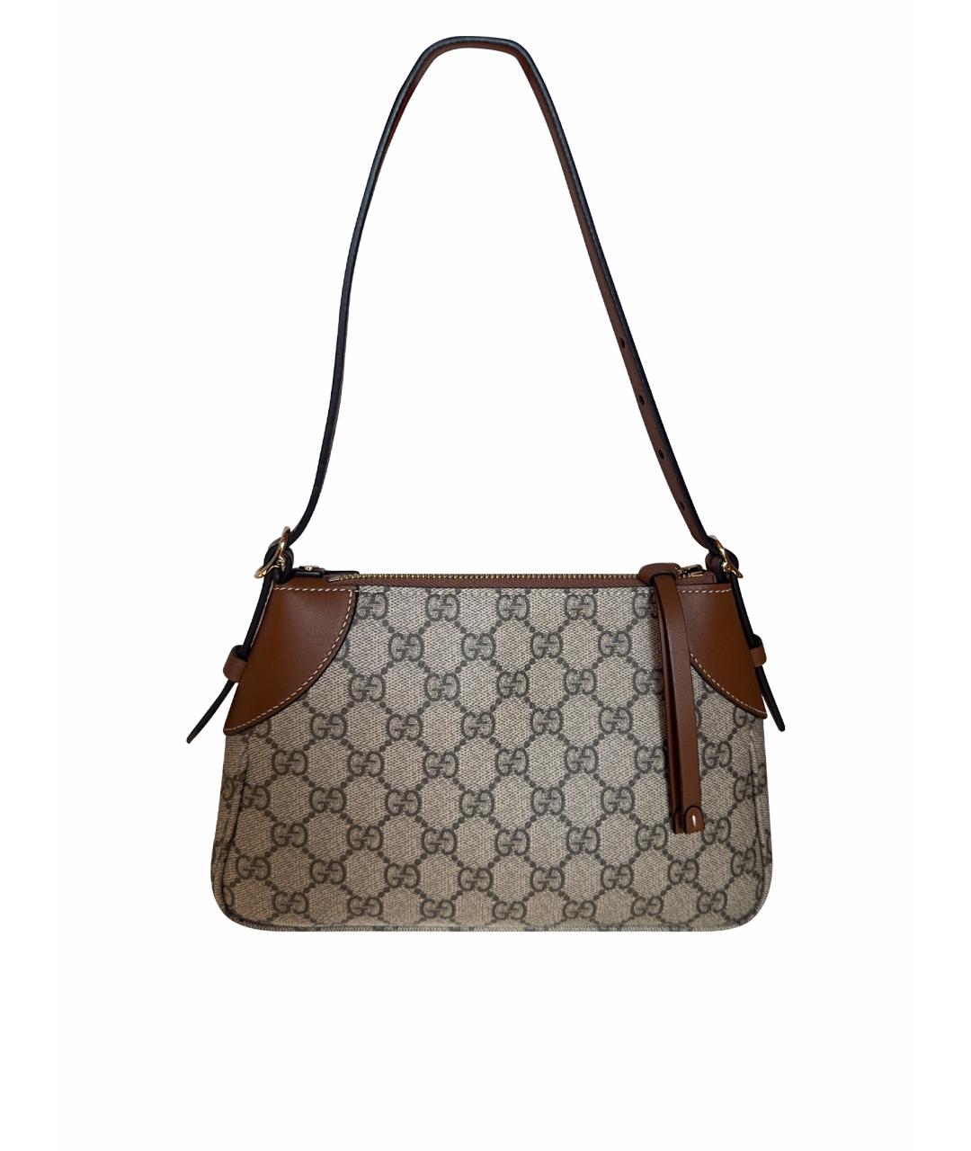 GUCCI Бежевая сумка через плечо из канвы, фото 1