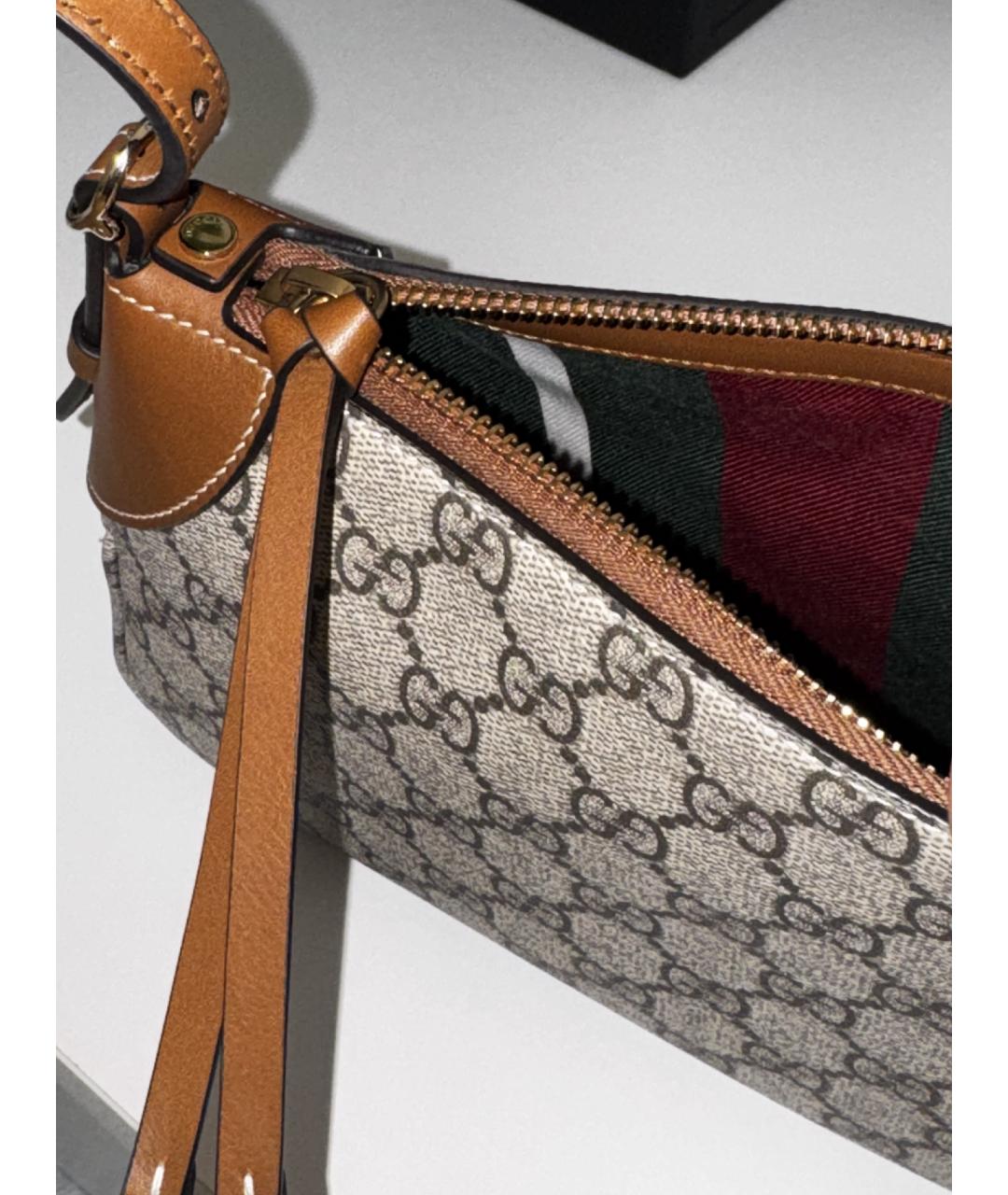 GUCCI Бежевая сумка через плечо из канвы, фото 4