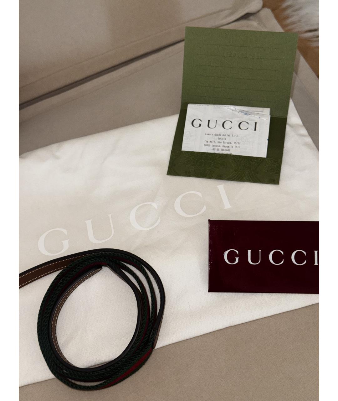 GUCCI Бежевая сумка через плечо из канвы, фото 5