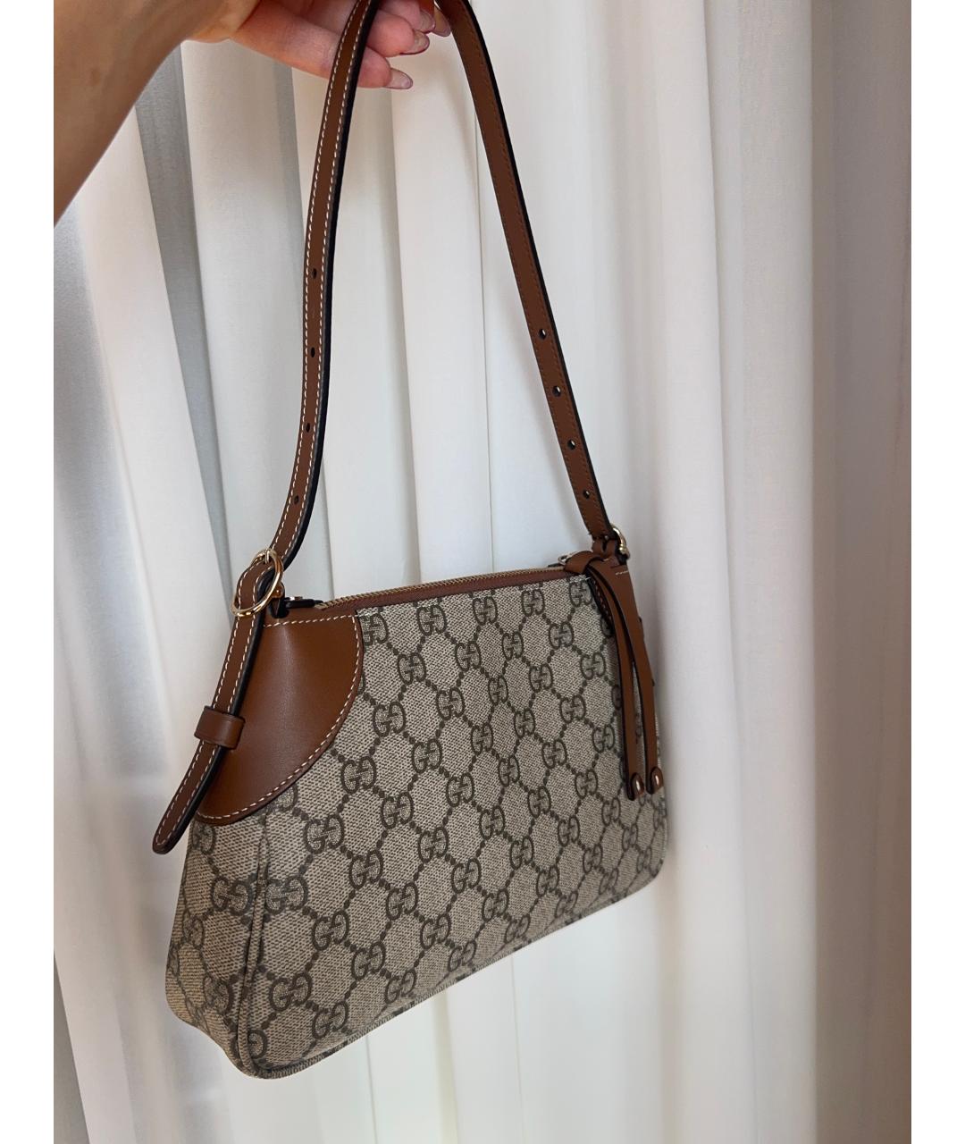 GUCCI Бежевая сумка через плечо из канвы, фото 2