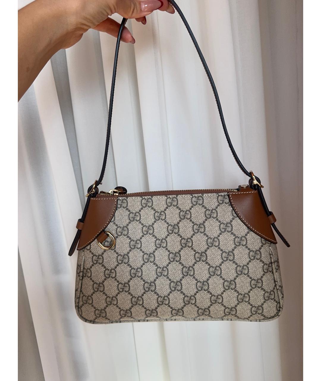 GUCCI Бежевая сумка через плечо из канвы, фото 3