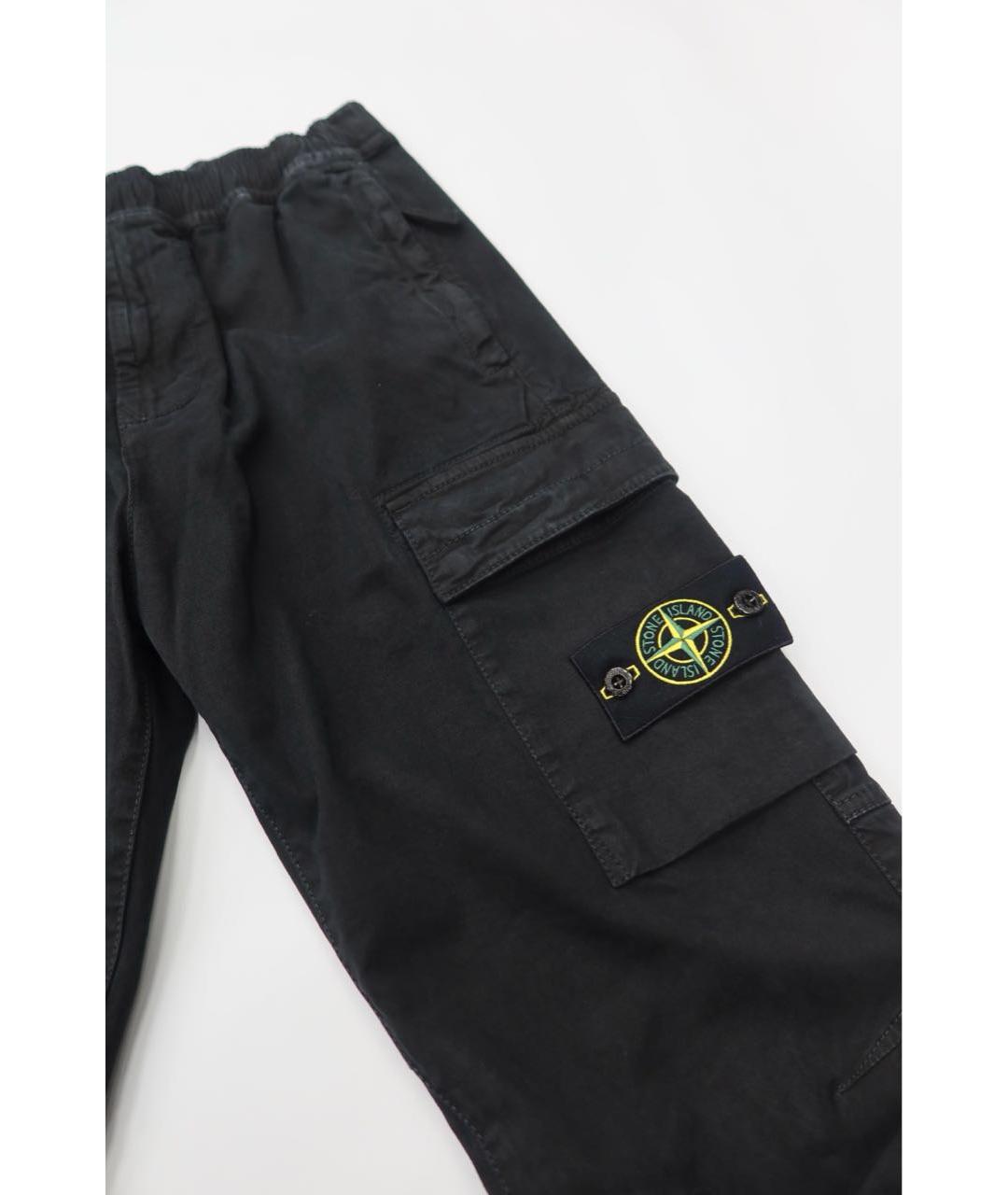 STONE ISLAND Черные хлопко-эластановые повседневные брюки, фото 4