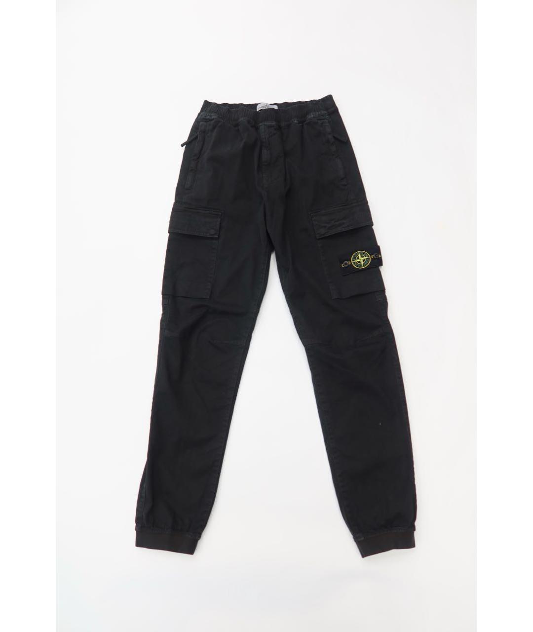 STONE ISLAND Черные хлопко-эластановые повседневные брюки, фото 8