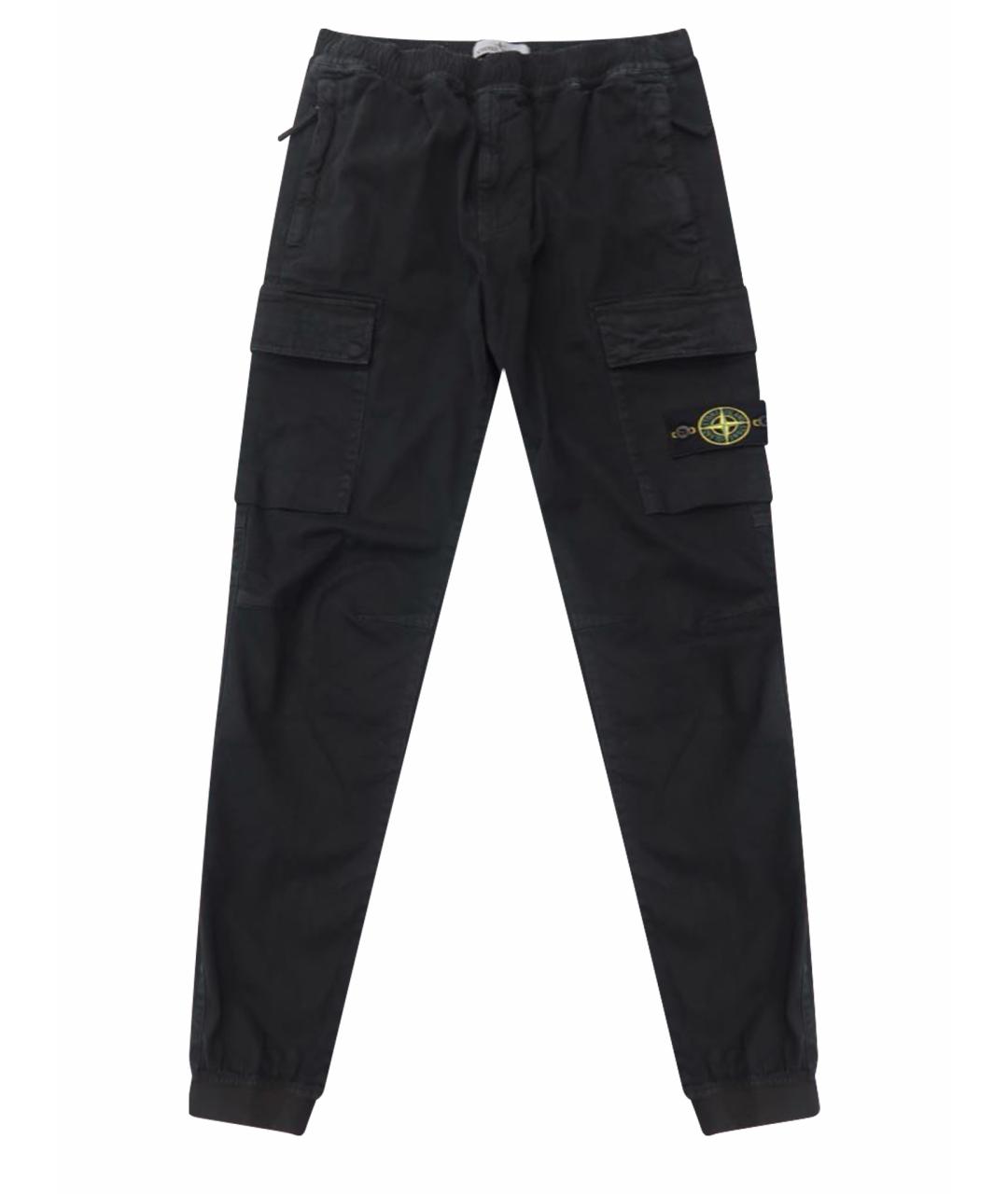 STONE ISLAND Черные хлопко-эластановые повседневные брюки, фото 1
