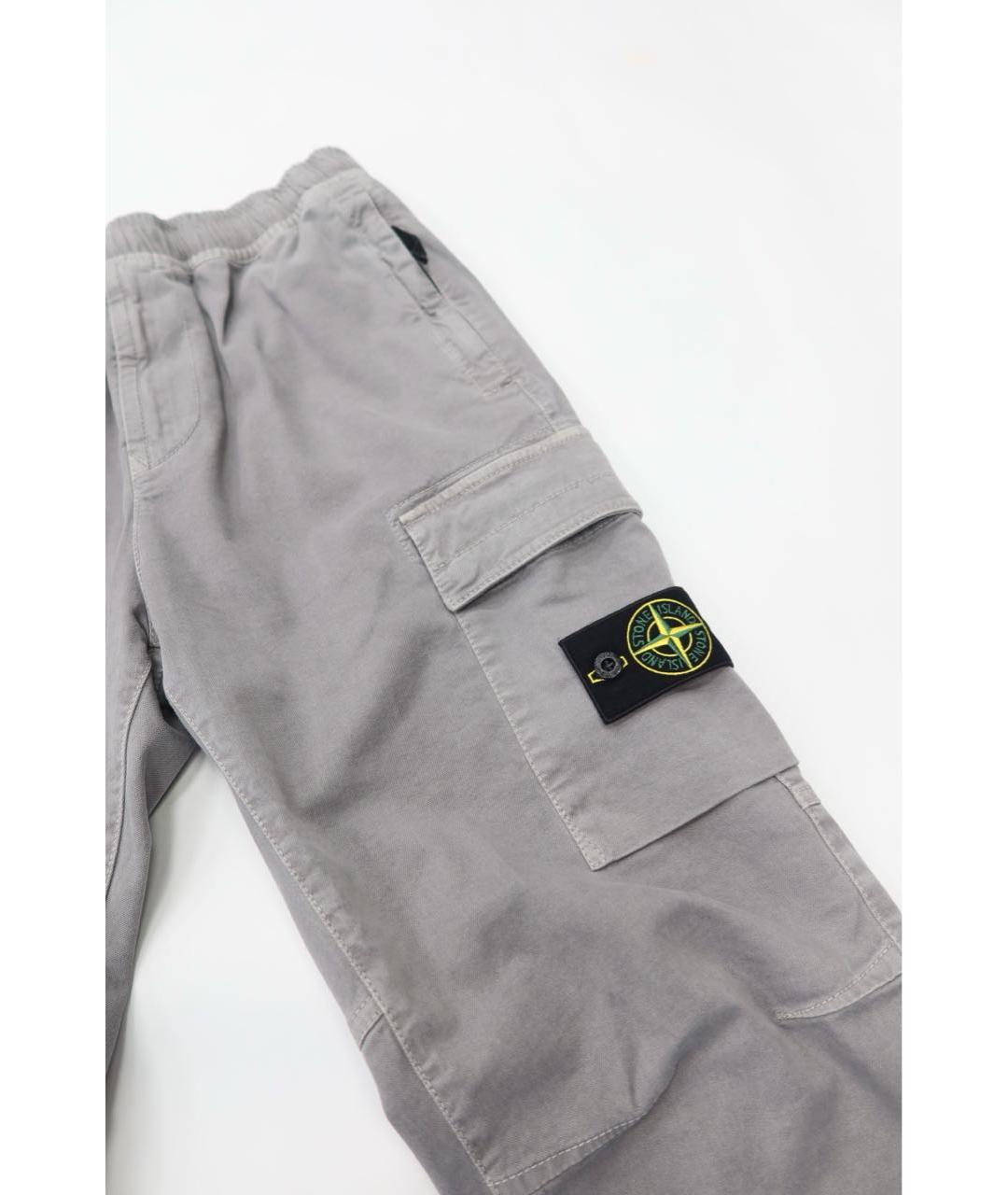 STONE ISLAND Серые хлопко-эластановые повседневные брюки, фото 4