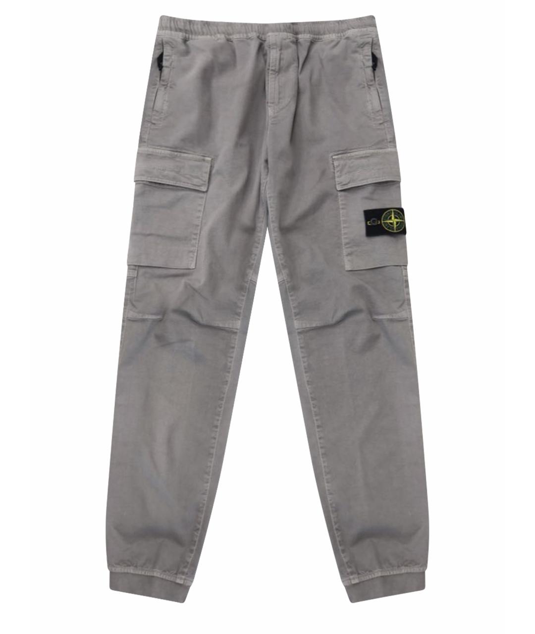 STONE ISLAND Серые хлопко-эластановые повседневные брюки, фото 1