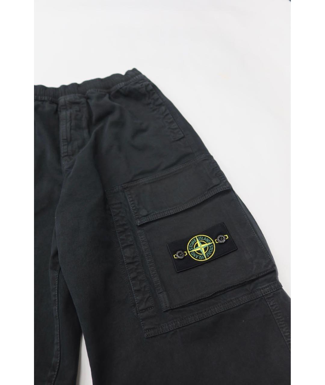 STONE ISLAND Черные хлопко-эластановые повседневные брюки, фото 4