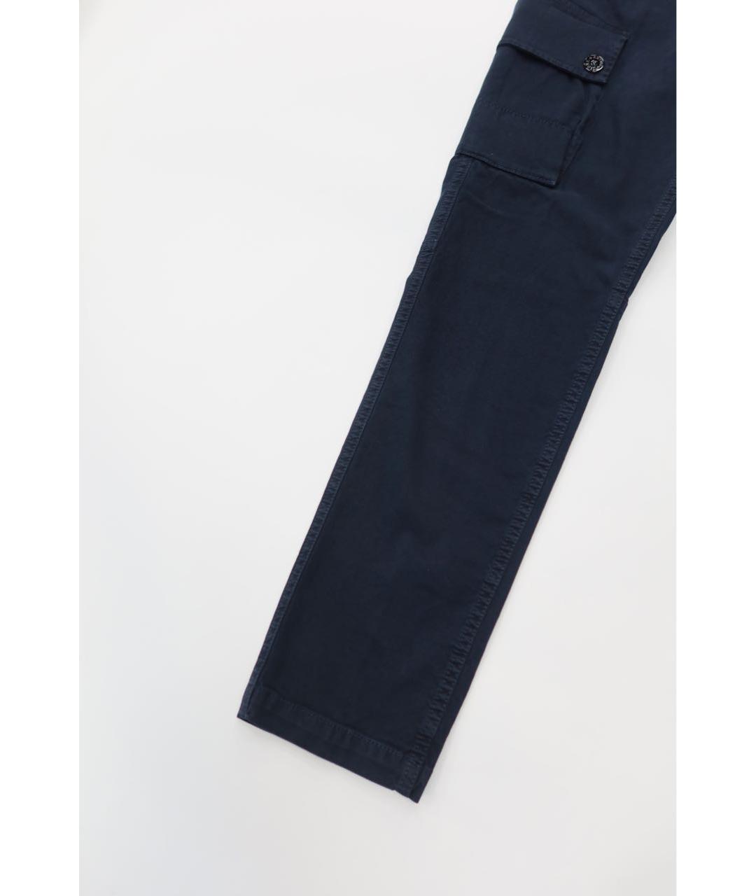 STONE ISLAND Темно-синие хлопко-эластановые повседневные брюки, фото 3