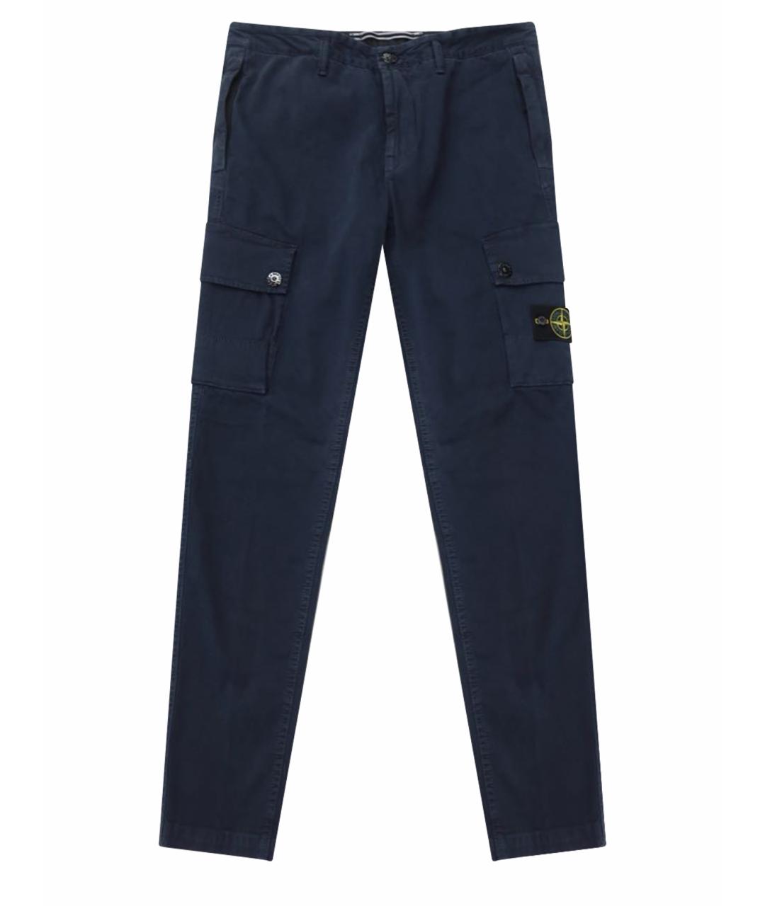 STONE ISLAND Темно-синие хлопко-эластановые повседневные брюки, фото 1