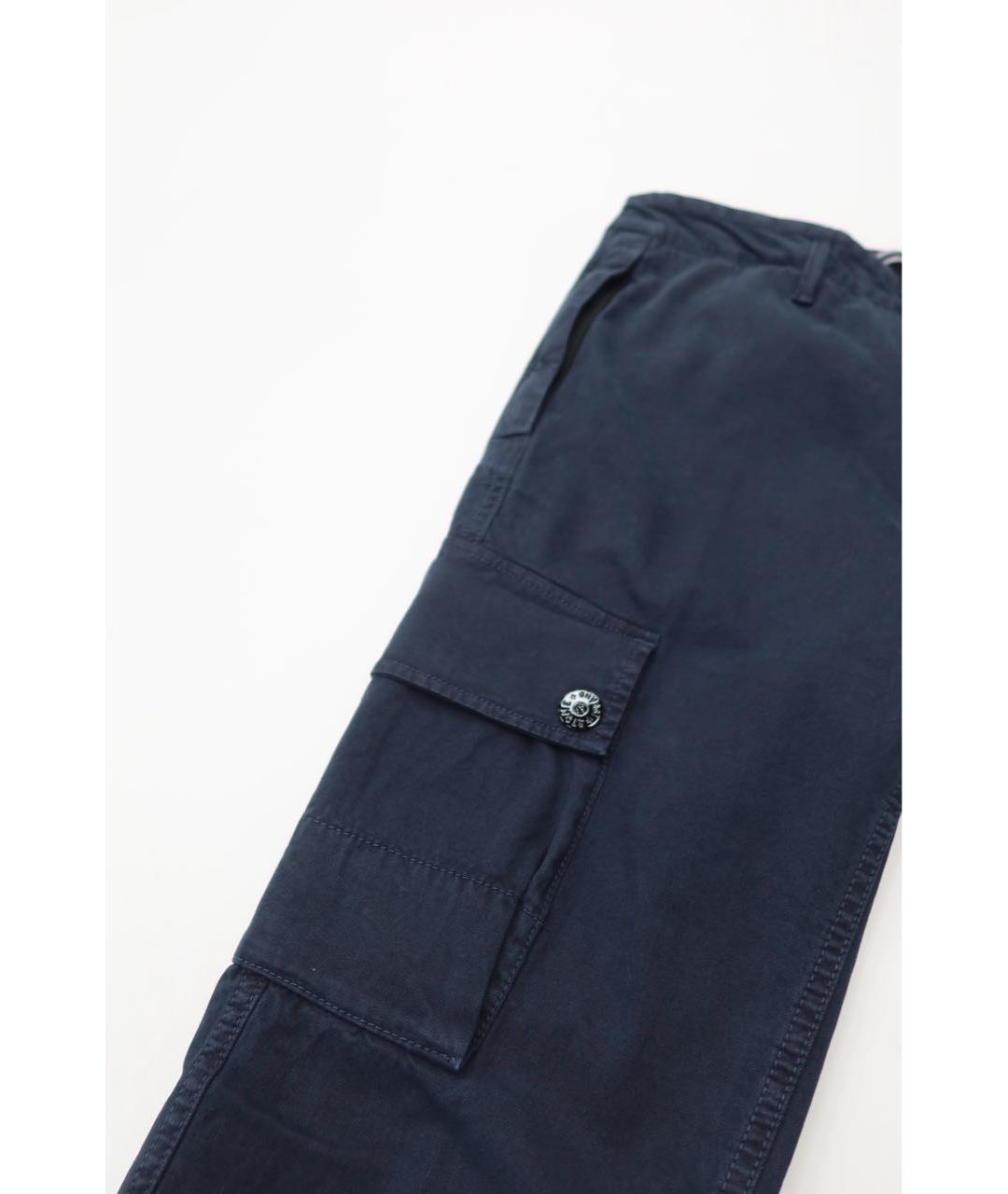 STONE ISLAND Темно-синие хлопко-эластановые повседневные брюки, фото 5