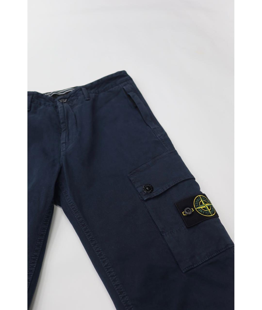 STONE ISLAND Темно-синие хлопко-эластановые повседневные брюки, фото 4