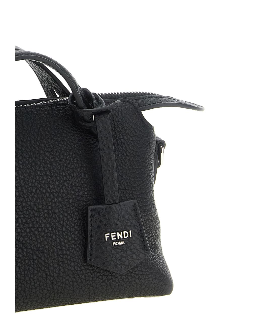 FENDI Черная кожаная сумка с короткими ручками, фото 3