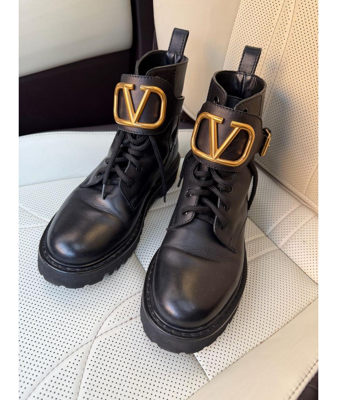 VALENTINO Черные кожаные ботинки, фото 3