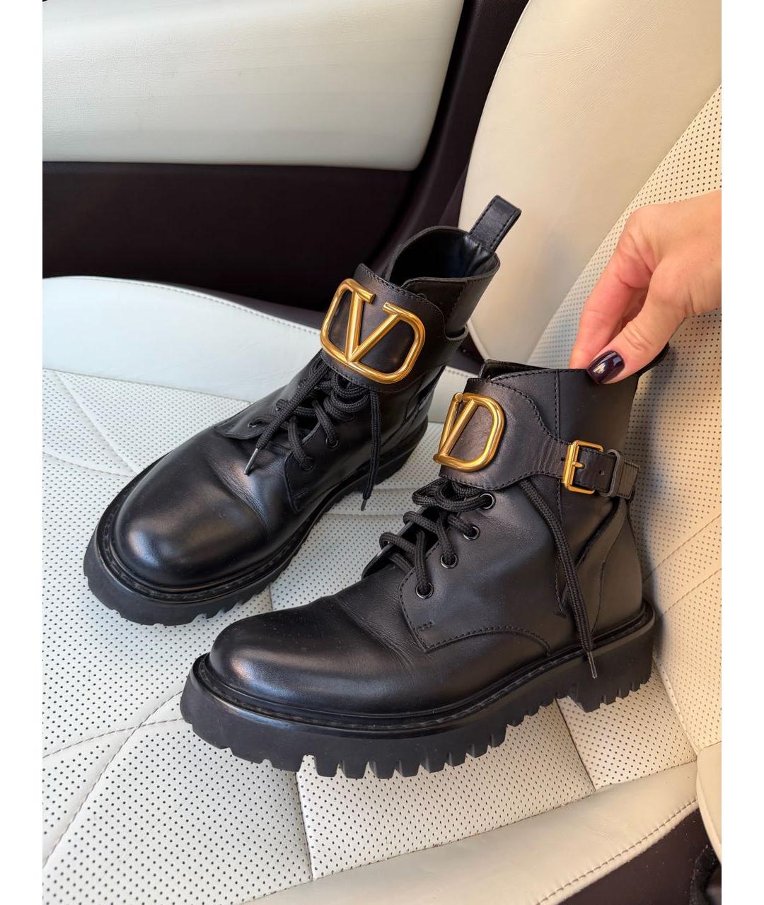 VALENTINO Черные кожаные ботинки, фото 9