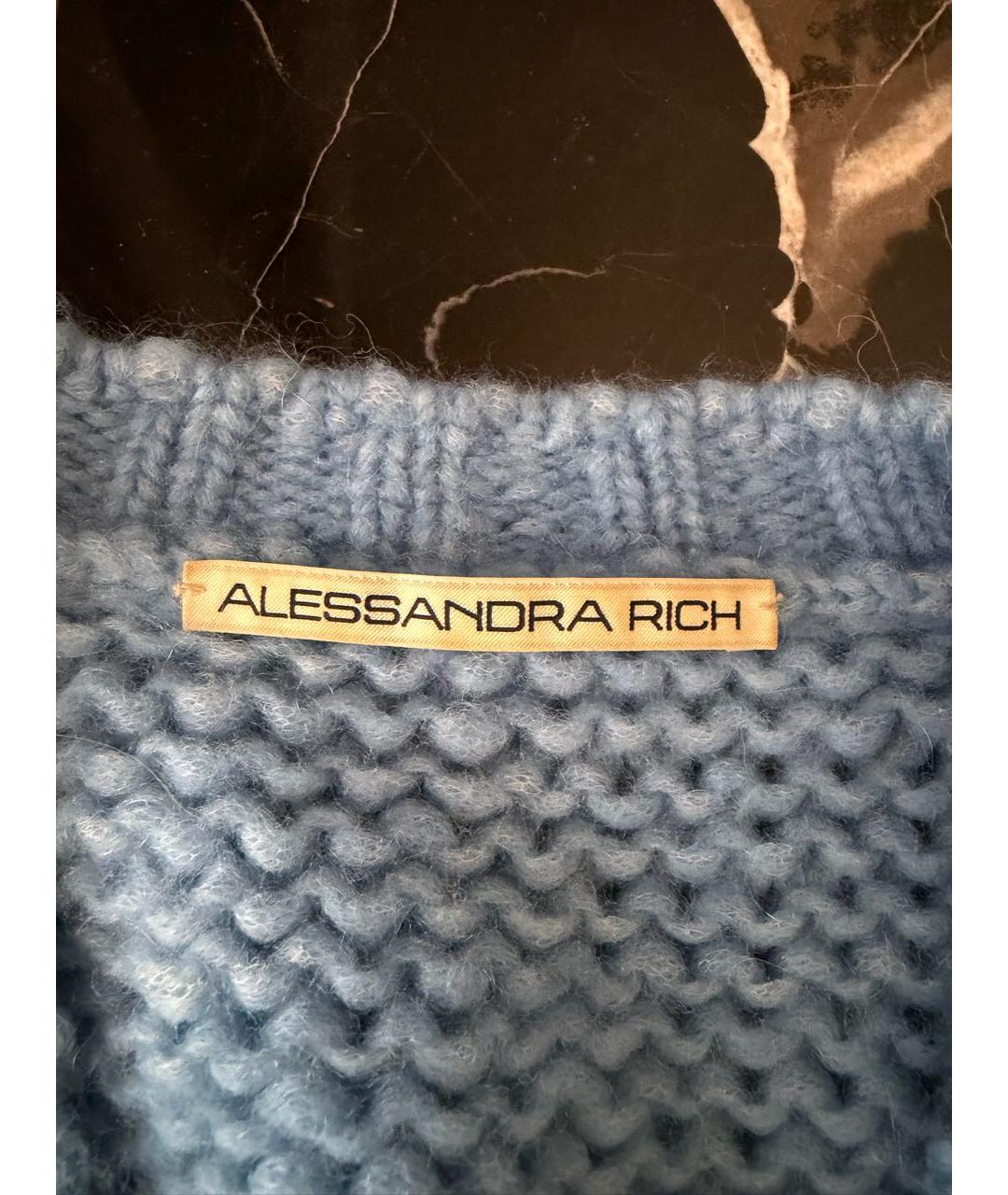 ALESSANDRA RICH Голубой шерстяной кардиган, фото 2