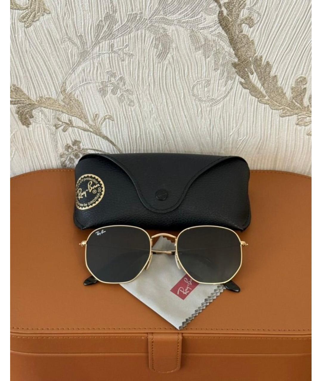 RAY BAN Черные металлические солнцезащитные очки, фото 2