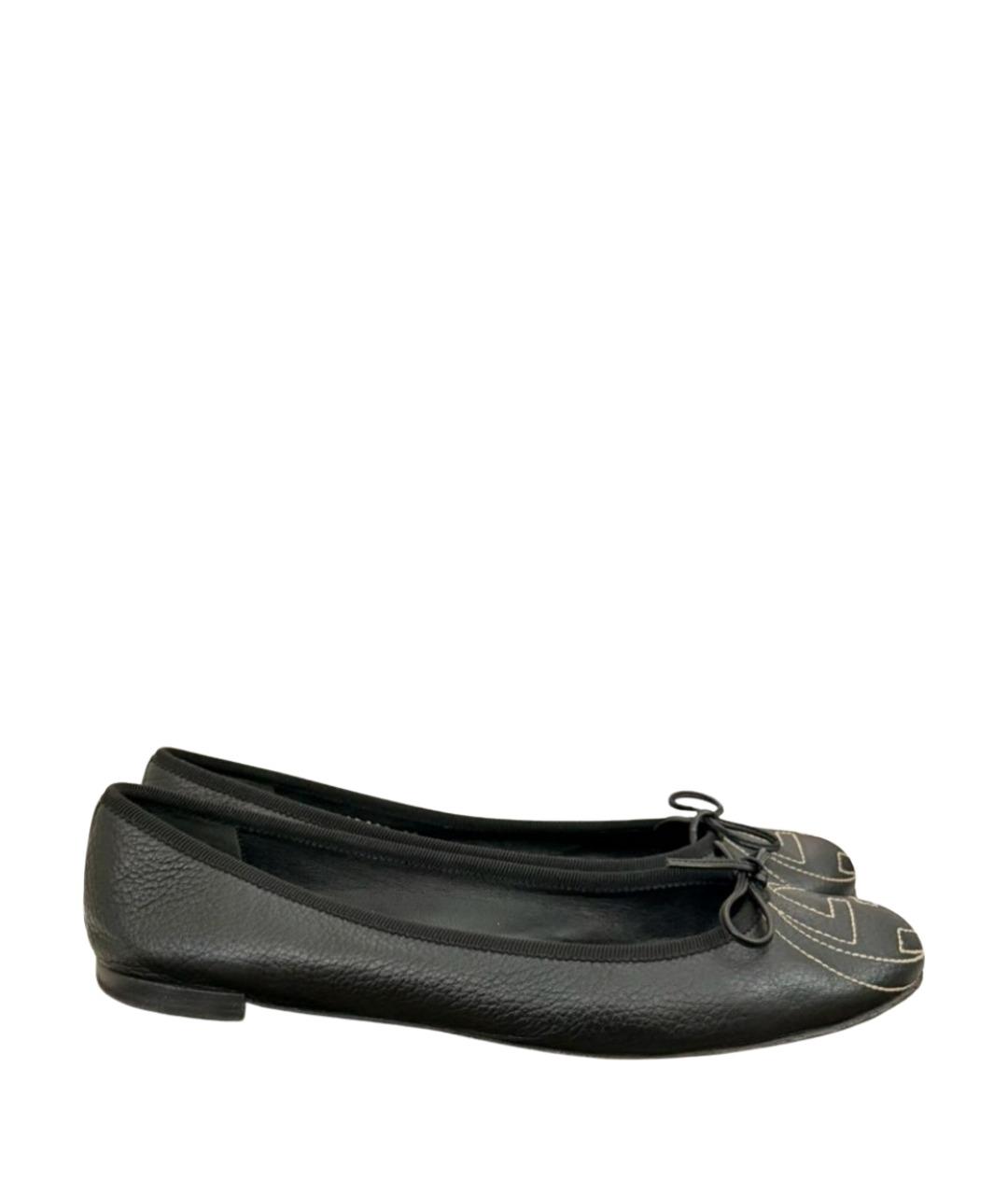 GUCCI Черные кожаные балетки, фото 1