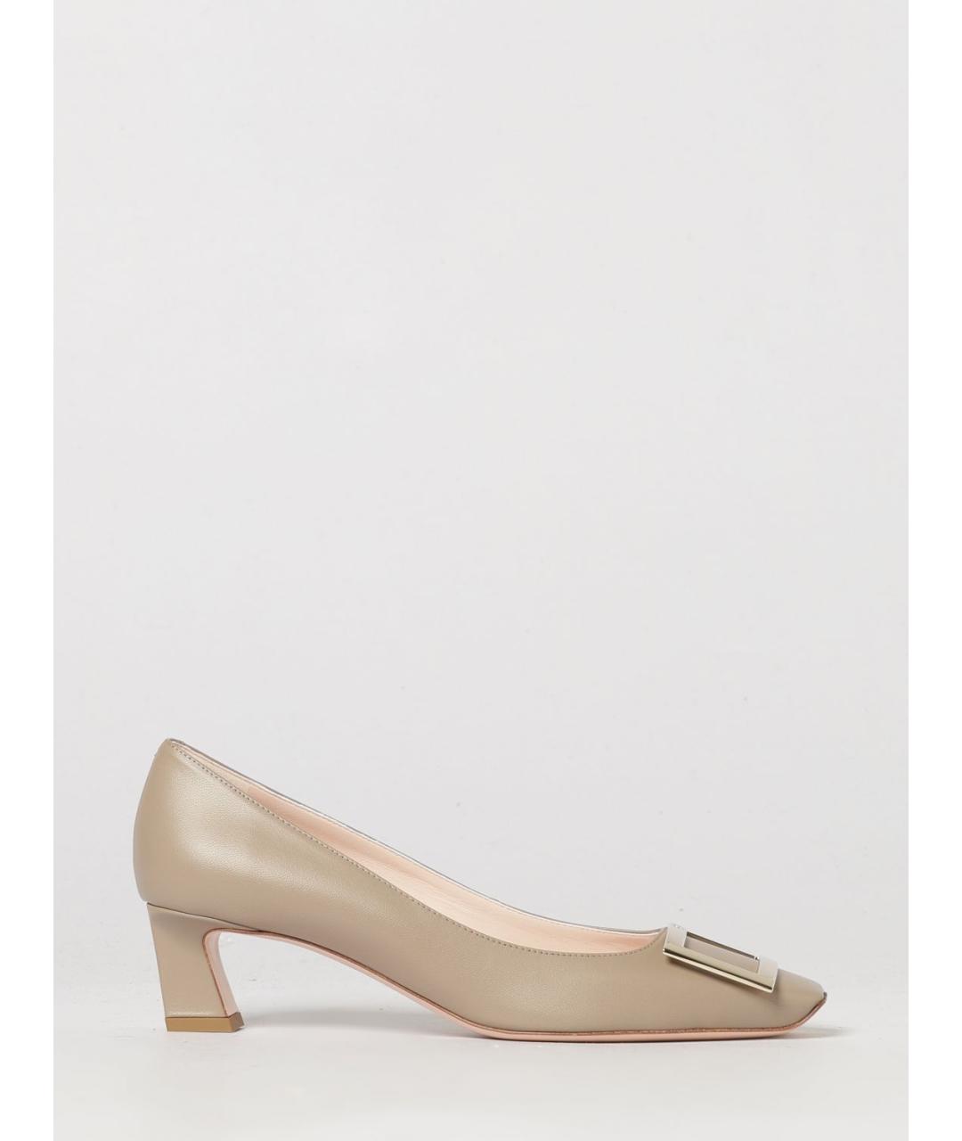 ROGER VIVIER Бежевые кожаные туфли, фото 4