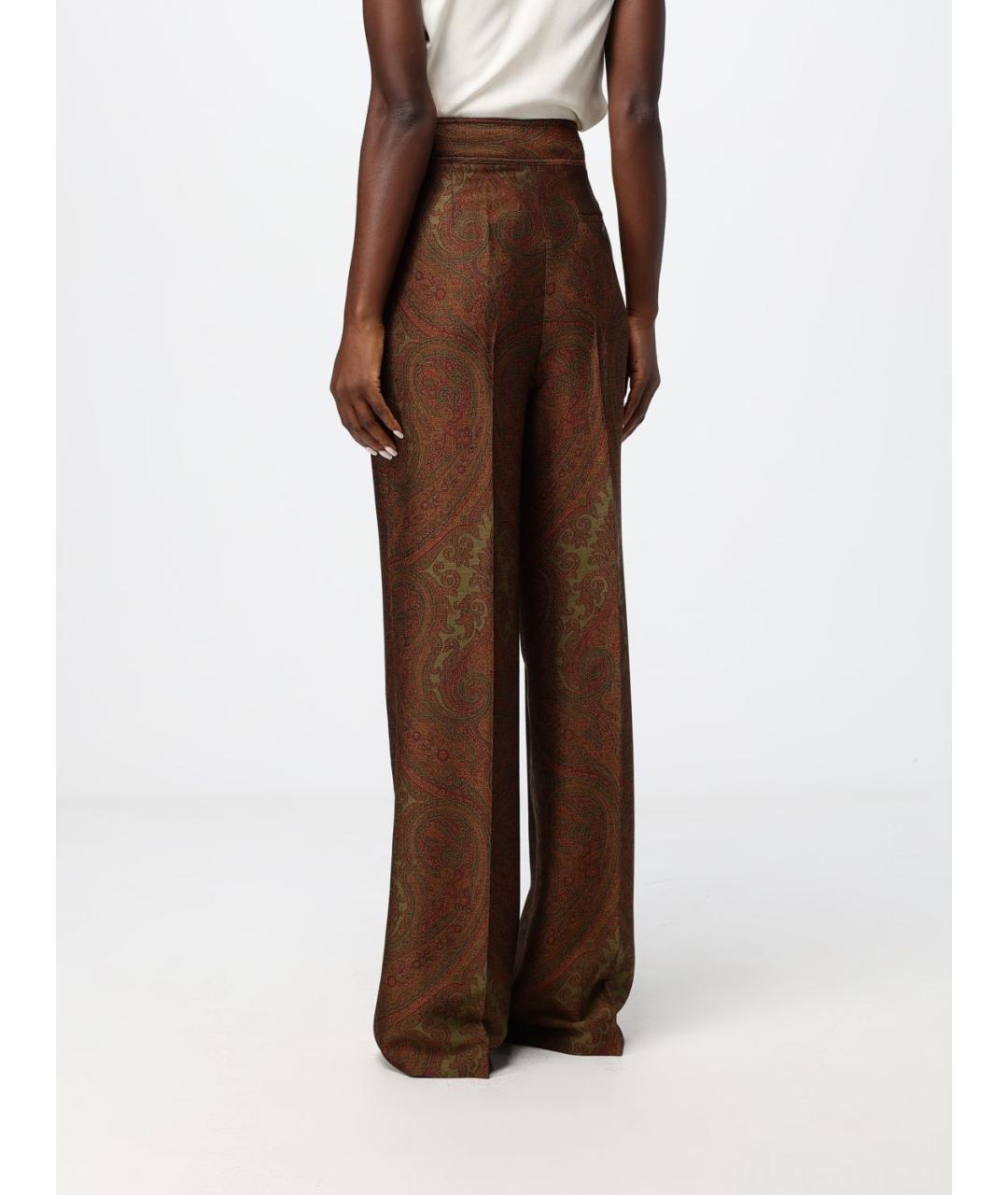 ETRO Коричневые шерстяные прямые брюки, фото 4